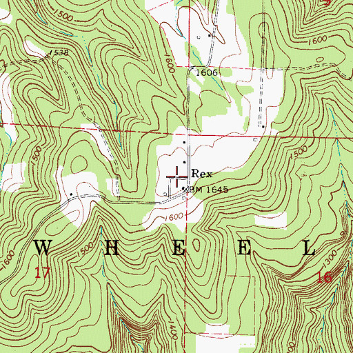 Topographic Map of Rex, AR