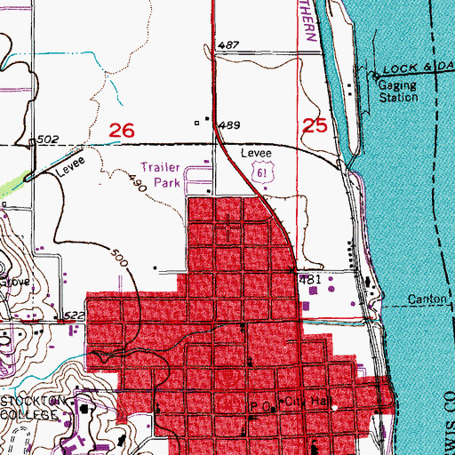 Topographic Map of Tully, MO