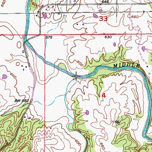 Topographic Map of Blair Branch, MO