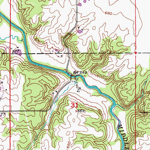 Topographic Map of Betsy Branch, MO