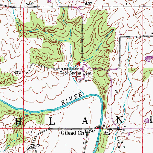 Topographic Map of Cool Springs Church (historical), MO