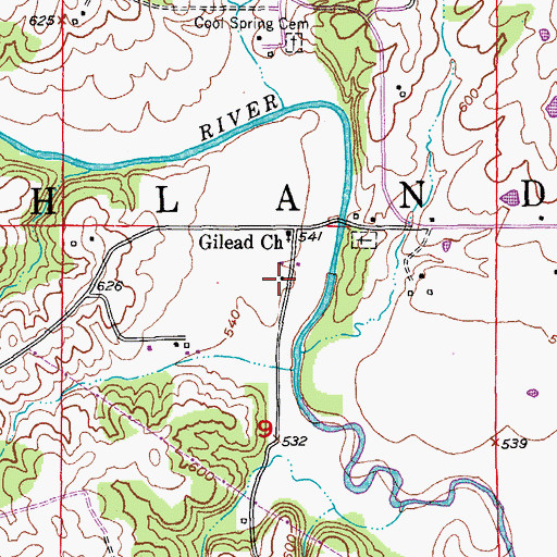 Topographic Map of Gilead School, MO