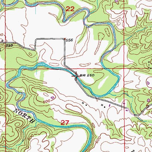Topographic Map of Weston Bridge, MO