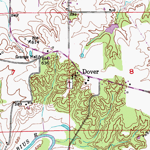 Topographic Map of Dover Baptist Church (historical), MO