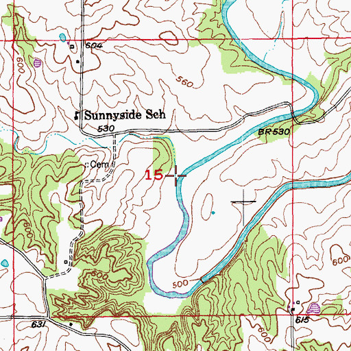Topographic Map of Linn Branch, MO
