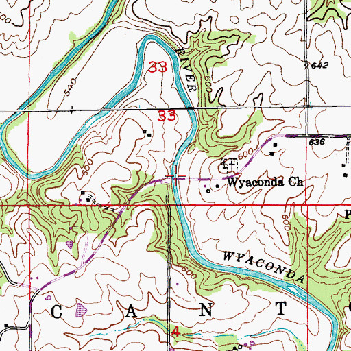 Topographic Map of Wyaconda Church Bridge, MO