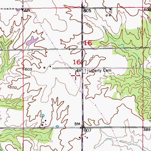 Topographic Map of Liberty Church (historical), MO
