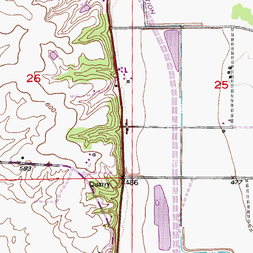 Topographic Map of Walnut Grove School, MO