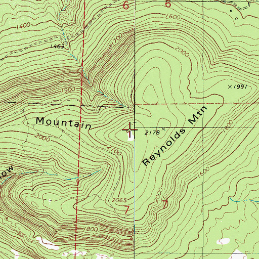Topographic Map of Reynolds Mountain, AR