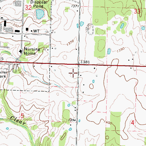 Topographic Map of Pleasant Dale School (historical), MO