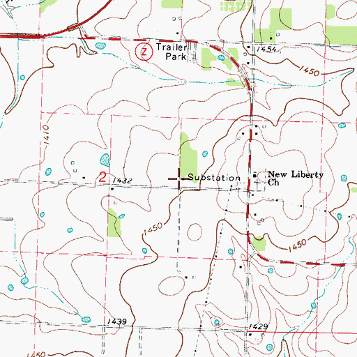 Topographic Map of Kings Prairie School (historical), MO