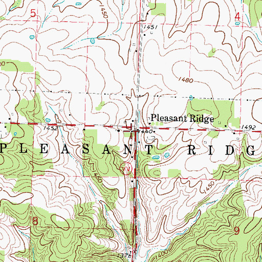 Topographic Map of Pleasant Ridge School (historical), MO