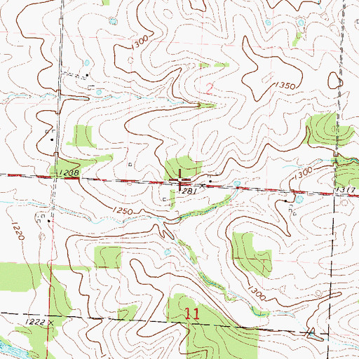 Topographic Map of Green Ridge School (historical), MO