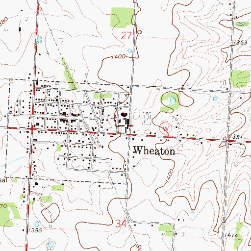 Topographic Map of Wheaton High School, MO