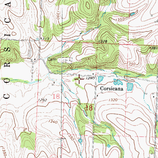 Topographic Map of Corsicana School (historical), MO