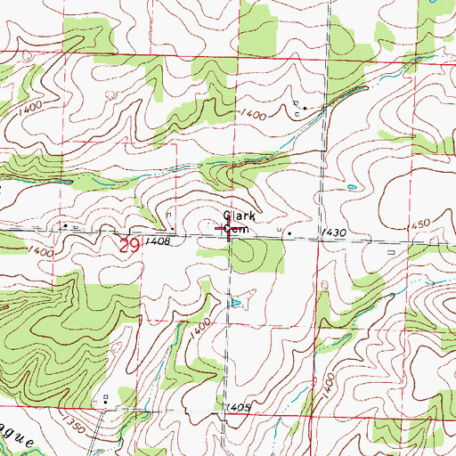 Topographic Map of Clark School (historical), MO