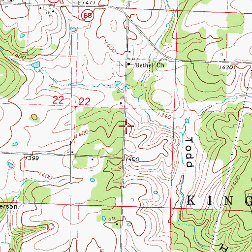 Topographic Map of Bethel School (historical), MO