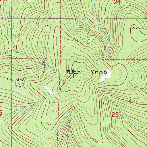 Topographic Map of Rich Knob, AR