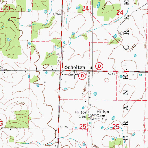 Topographic Map of Scholten School (historical), MO