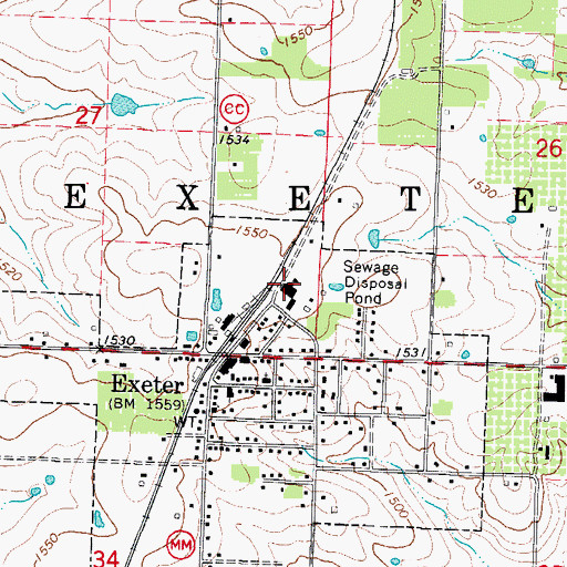 Topographic Map of Exeter High School, MO