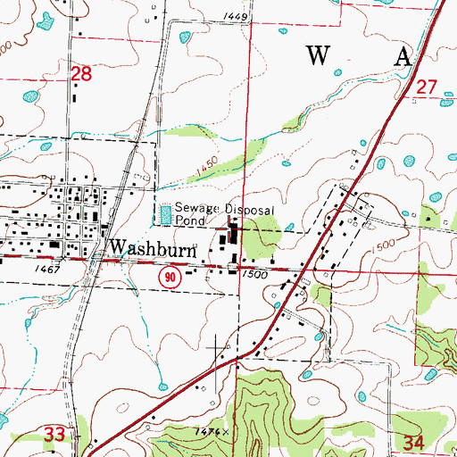 Topographic Map of Washburn School (historical), MO