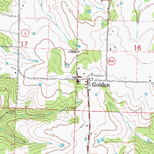 Topographic Map of Golden School (historical), MO