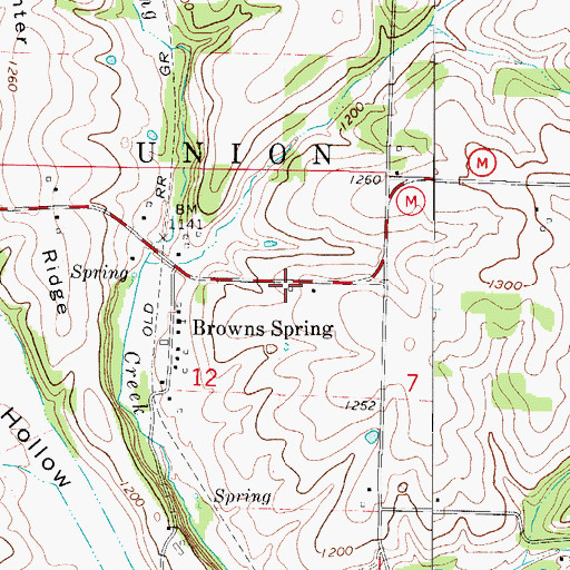 Topographic Map of Brown Springs School, MO