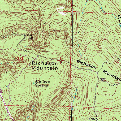 Topographic Map of Richason Mountain, AR