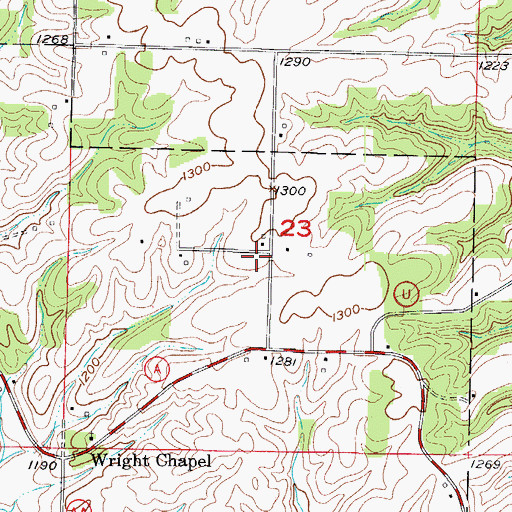 Topographic Map of Hampton School (historical), MO