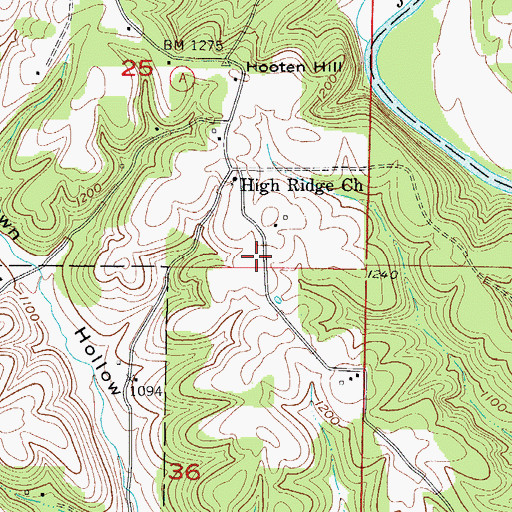 Topographic Map of Inmon School (historical), MO