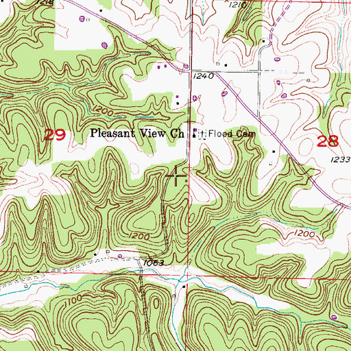 Topographic Map of Flood School (historical), MO