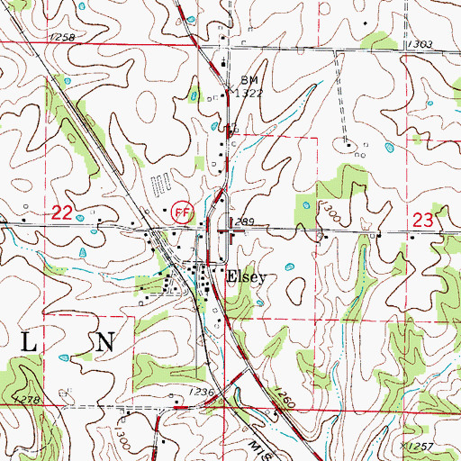 Topographic Map of Elsey School (historical), MO