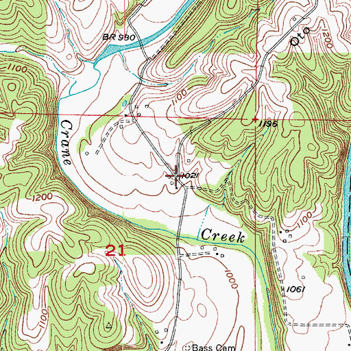Topographic Map of Oto, MO