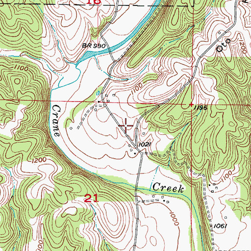Topographic Map of Oto School (historical), MO