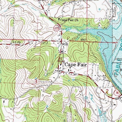 Topographic Map of Cape Fair School (historical), MO