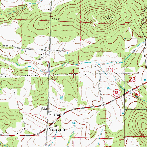 Topographic Map of Nauvoo School, MO