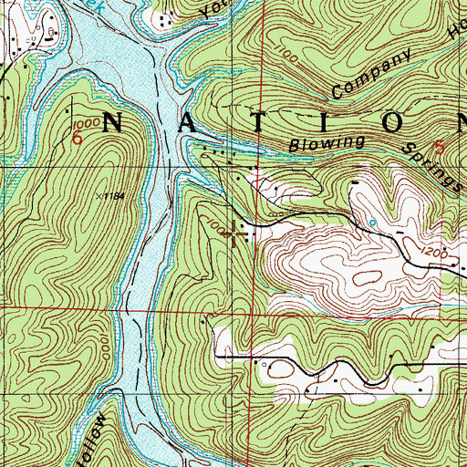 Topographic Map of McCollough School (historical), MO