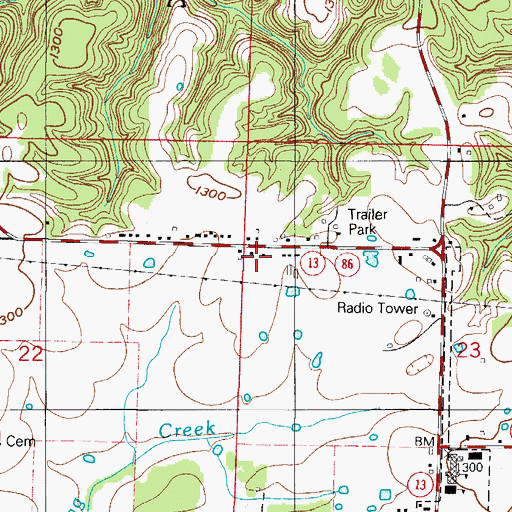 Topographic Map of Blue Eye School (historical), MO