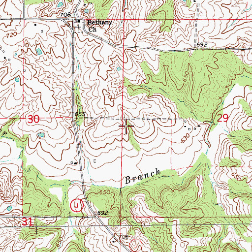 Topographic Map of Center School (historical), MO