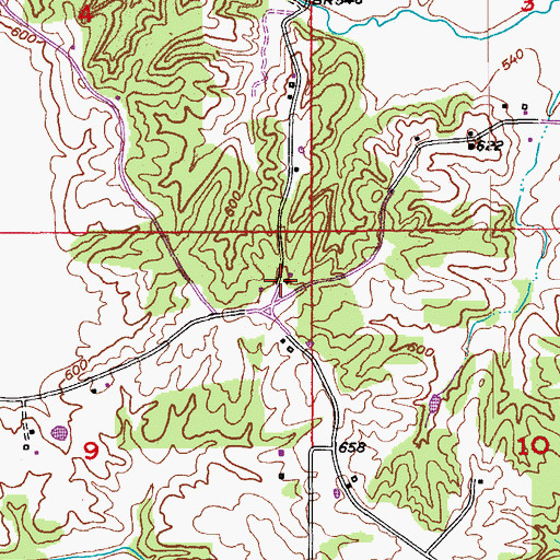Topographic Map of Bell Echo School (historical), MO