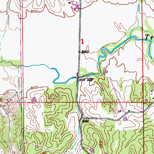 Topographic Map of Bentbow Branch, MO