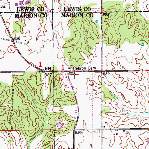 Topographic Map of Hebron School (historical), MO