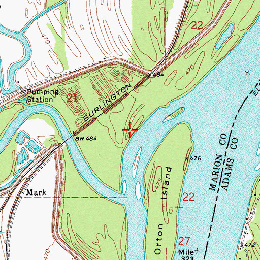 Topographic Map of Bullians Landing, MO