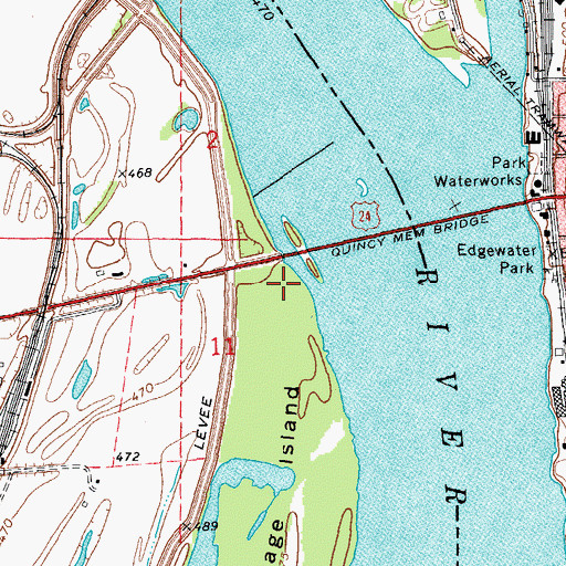 Topographic Map of Keyes' Ferry, MO