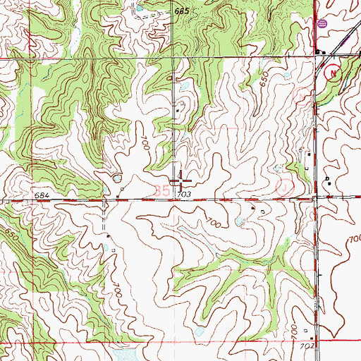 Topographic Map of Ewing School (historical), MO
