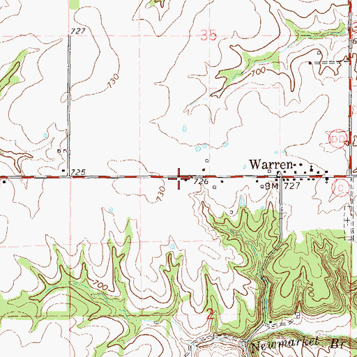 Topographic Map of Warren School (historical), MO
