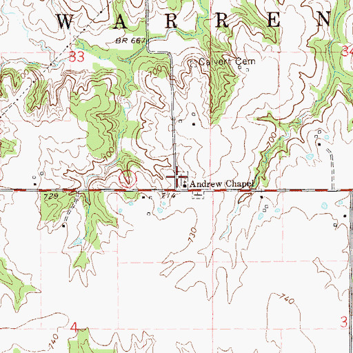 Topographic Map of Andrew Chapel Cemetery, MO