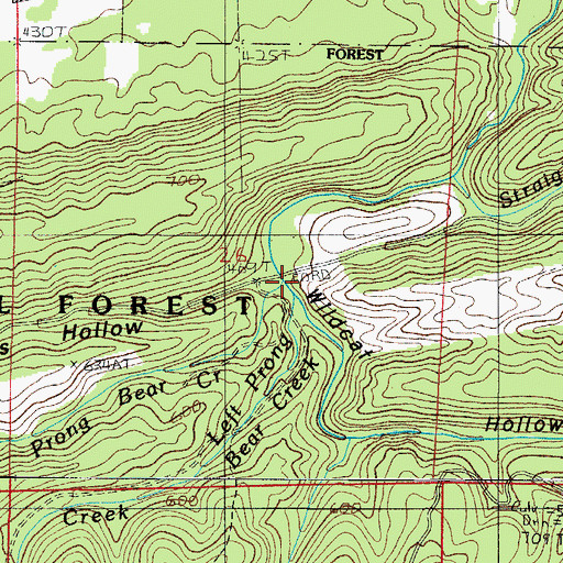 Topographic Map of Right Prong Bear Creek, AR