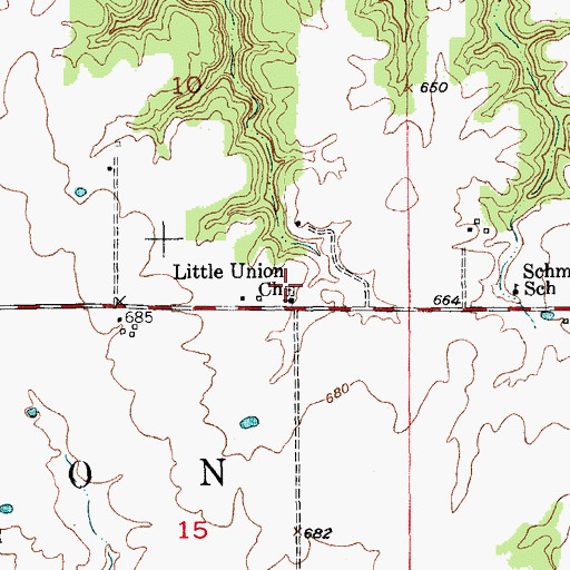 Topographic Map of Little Union Churchyard, MO