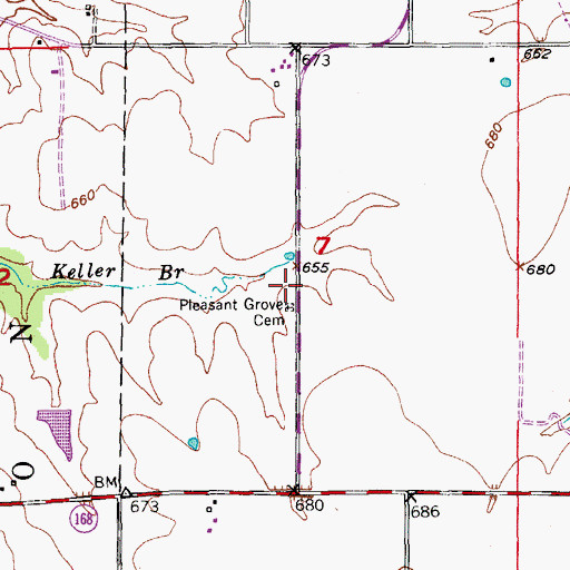 Topographic Map of Pleasant Grove Church (historical), MO